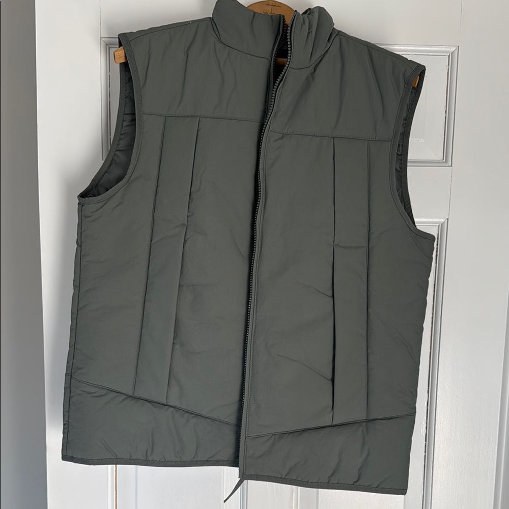 Banana Republic Gray Quilted Vest with Stand-Up Collar